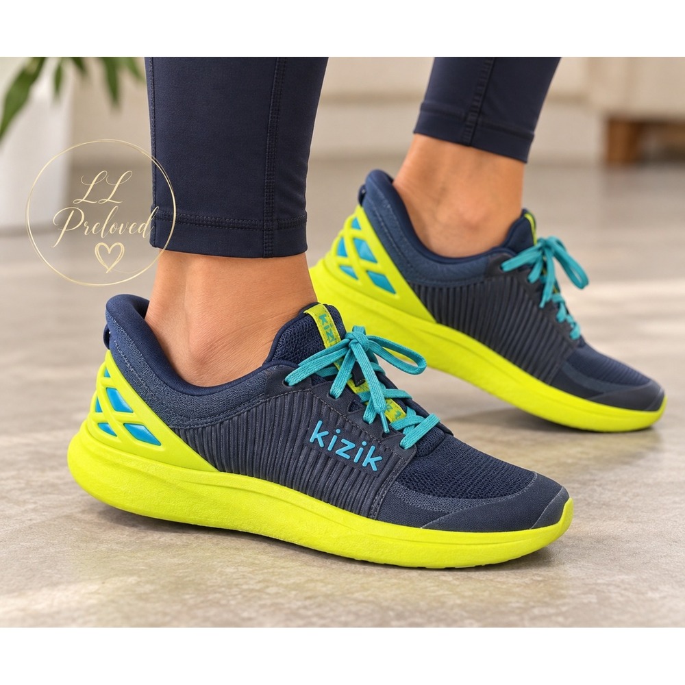 Kizik Lima Sneakers Kids 5.5Y Grey Lime Green Hands-Free Slip On Athleisure